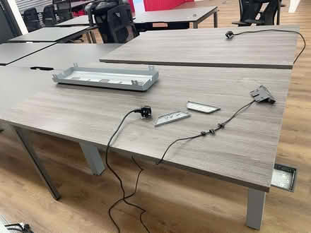 Photo of free Adjustable Double Standing Desk - Brown Wood Finish (Clerkenwell WC1X) #1