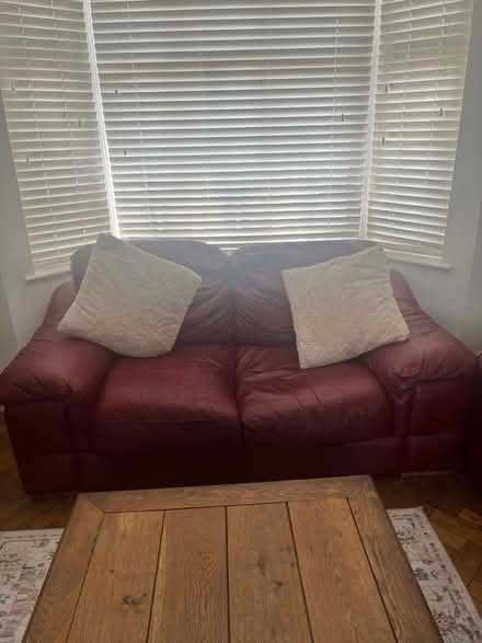 Photo of free 2 x red leather sofas (Chelmsford CM2) #1
