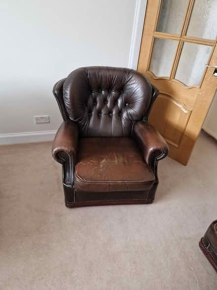 Photo of free Three piece leather suite (Juniper Green, EH14) #2