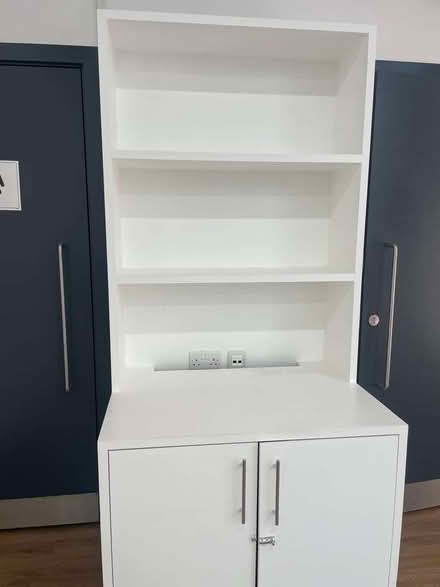 Photo of free White MDF Storage Unit with Shelves and Cupboards – Used Con (Clerkenwell WC1X) #2