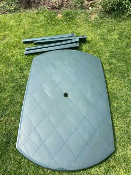 Photo of free Large green plastic garden table (Milton PO3) #3