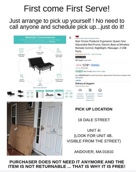 Photo of free adjustable massage bed frame (andover, ma01810) #1