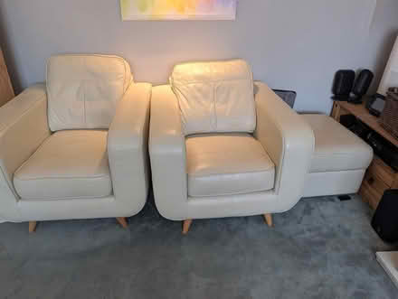 Photo of free Cream Leather Sofa - Living Room Set (sofa & 2 arm chairs) (Farnborough BR6) #1