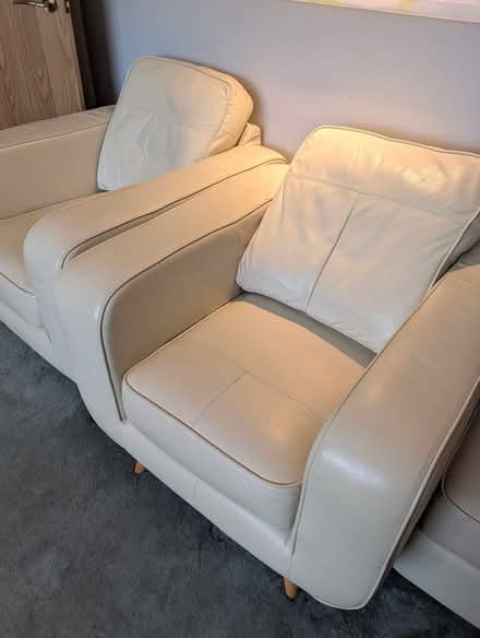 Photo of free Cream Leather Sofa - Living Room Set (sofa & 2 arm chairs) (Farnborough BR6) #2
