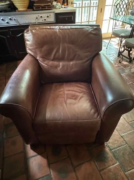 Photo of free Leather reclining chair (Leonia, nj) #1