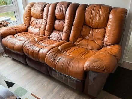 Photo of free 2-seater, 3-leather reclining sofas (Gateacre L25) #1