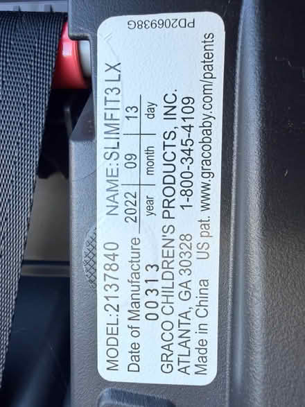 Photo of free Graco slimfit3 lx car seat (Redwood City) #1