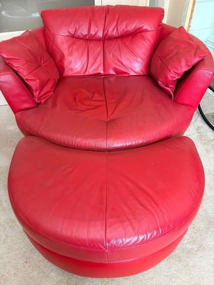 Photo of free Red leather cuddle chair (Arbroath DD11) #1