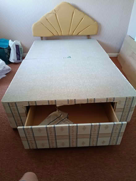 Photo of free Double divan bed ,1 drawer (Burbage LE10) #2