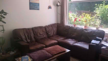 Photo of free Brown leather corner sofa (Malvern Link WR14) #2