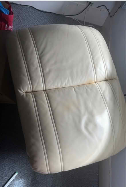 Photo of free Cream leather two seater sofas and footstall (Rochford SS4) #3