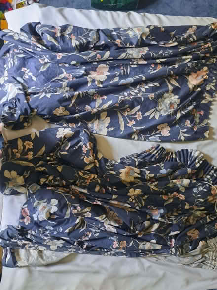 Photo of free Pair of blue floral curtains (Battle RG30) #2