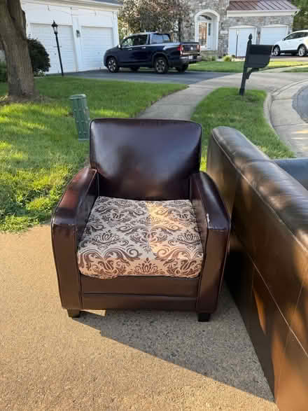 Photo of free Faux leather chair & footstools (Red Rock, Leesburg, VA 20176) #1