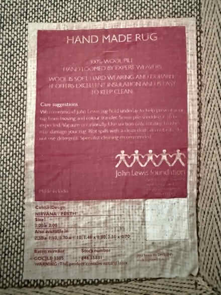 Photo of free Rug John Lewis 2 by 3 (East Northamptonshire PE8) #2