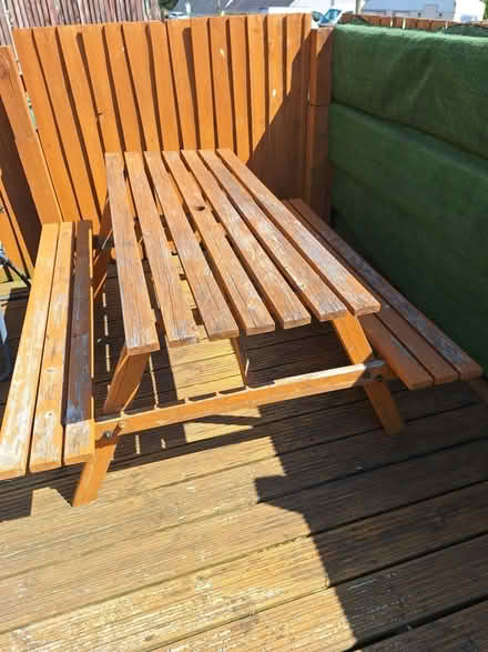 Photo of free Wooden Garden Bench and Table (Ebbw Vale NP23) #1
