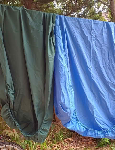 Photo of free Two single fitted sheets - green and blue (The Nurserylands TW12) #1