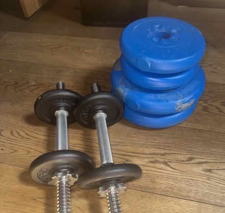 Photo of free Dumbbell Bar Pair Workout Gym Weight Lifting Set Spinlock co (Clark's Green RH5) #1