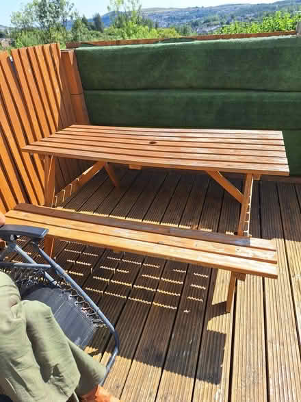 Photo of free Wooden Garden Bench and Table (Ebbw Vale NP23) #2