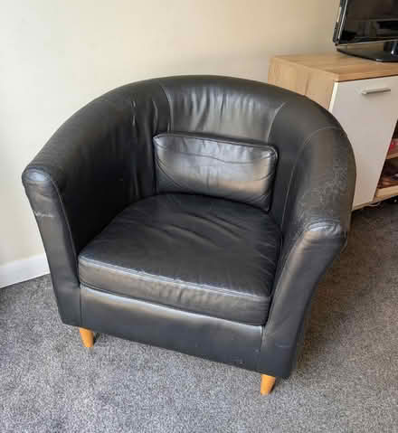 Photo of free Black leather chair (Hatfield AL9) #1