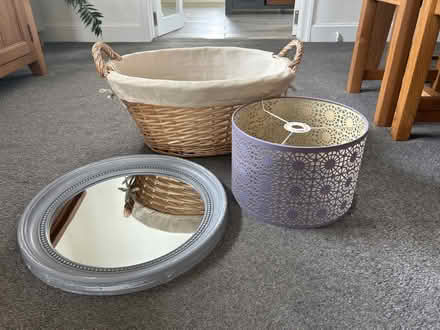 Photo of free Basket, round mirror and lightshade (Sandylands LA3) #1