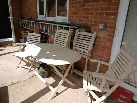Photo of free Wooden garden table & 6 chairs (Chicksands SG17) #1