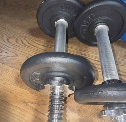 Photo of free Dumbbell Bar Pair Workout Gym Weight Lifting Set Spinlock co (Clark's Green RH5) #3
