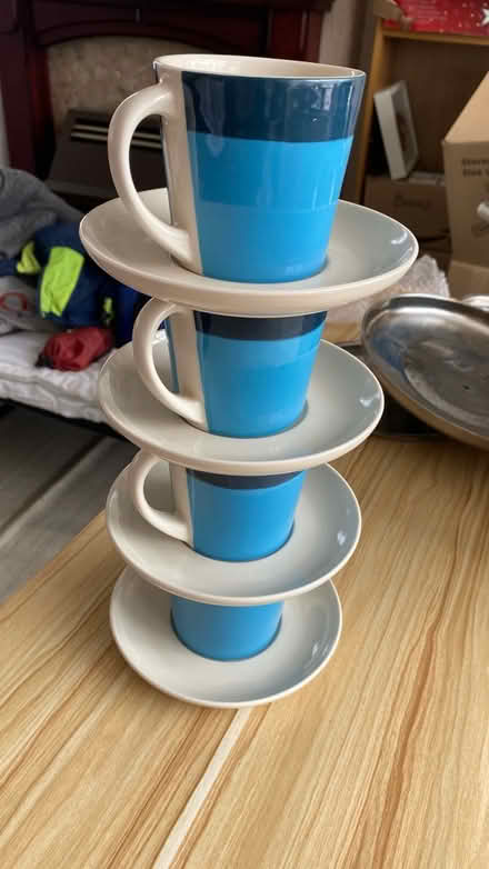 Photo of free HABITAT x4 Cup & fitted saucers (M16 9 WT) #1