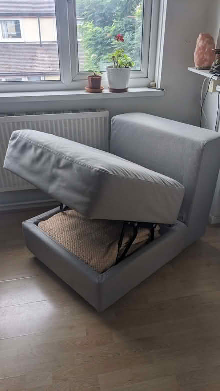 Photo of free Light grey chair with storage (Longfield Estate SE1) #2