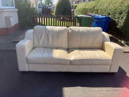 Photo of free Cream leather couch (Bailliston. G69) #1