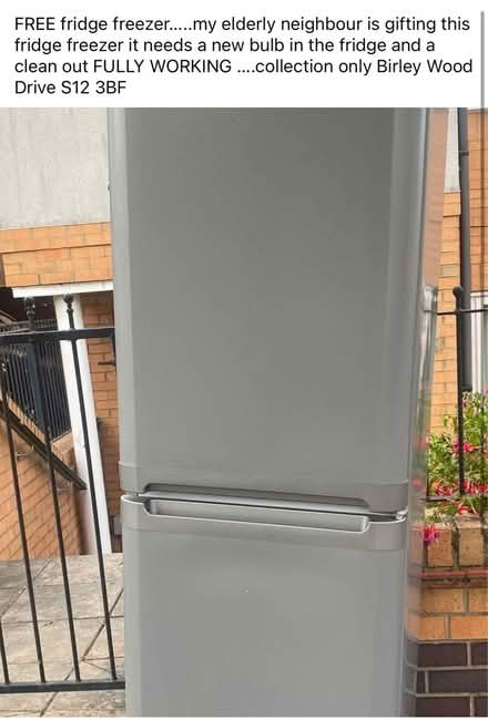 Photo of free Fridge freezer (Birley S12) #1
