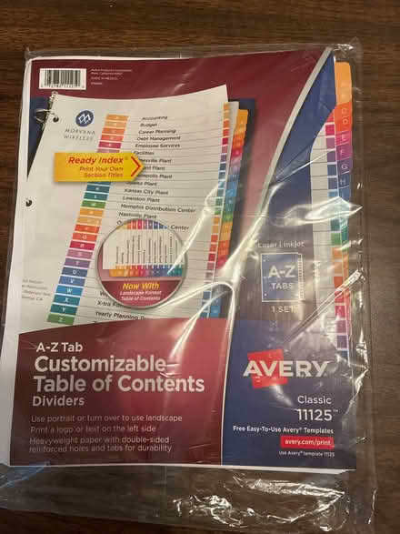 Photo of free A-Z Table of Contents Dividers (Los Altos) #1