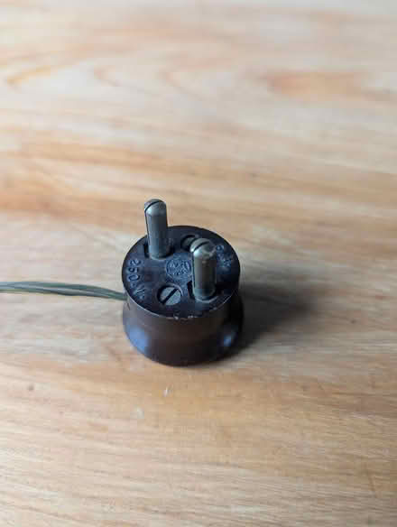 Photo of free Old 2 pin bakelite plug and wire (Woodseats S8 0NW) #1