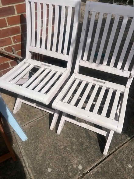 Photo of free Wooden garden chairs (Monkseaton, NE25) #1