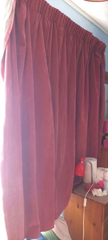 Photo of free Pair of thick lined Pink Velvet Curtains (East Runton NR27) #1