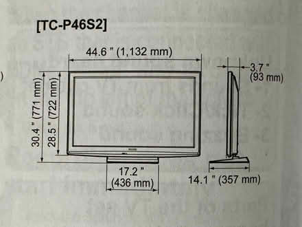 Photo of free Panasonic 46” TV (Mississauga - Dixie/Bloor) #3