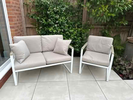 Photo of free Outdoor Sofa And Matching Armchair With Cushions (Woodford SK7) #1