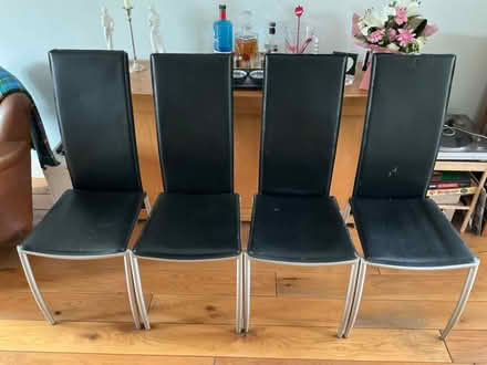 Photo of free 4 leather and metal dining chairs (Grays RM17) #1