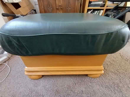 Photo of free Green Faux Leather & Solid Wood Footstool / Pouffe (Orgreave S13) #1