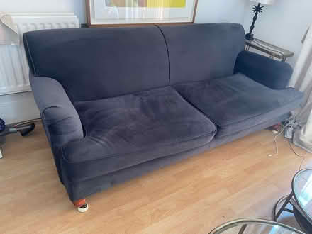 Photo of free Made 3 seater velveteen sofa in slate grey. (Seven Dials BN1) #2