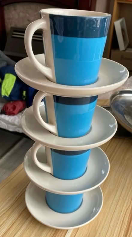 Photo of free HABITAT x4 Cup & fitted saucers (M16 9 WT) #1
