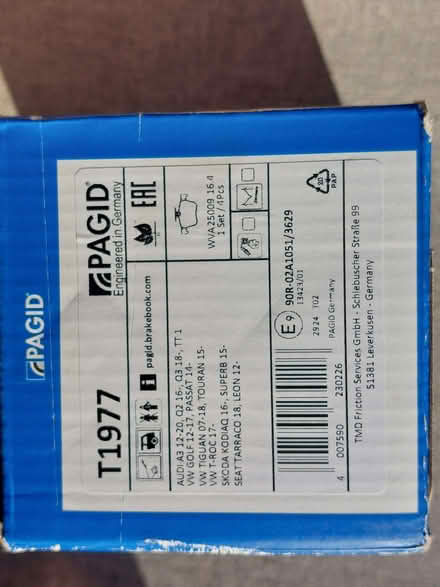 Photo of free Pagid brake pads - sealed box (Hog Hatch GU9) #2