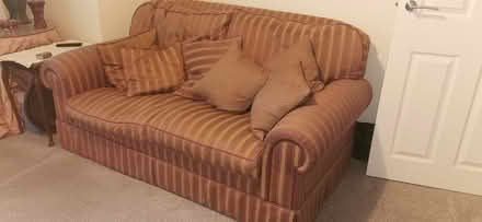 Photo of free Two seater brown striped sofa (Crawley RH10) #1
