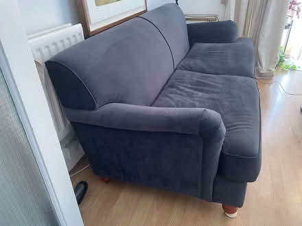 Photo of free Made 3 seater velveteen sofa in slate grey. (Seven Dials BN1) #1