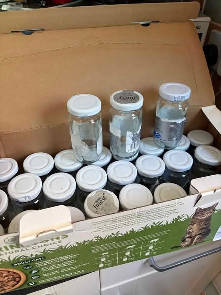 Photo of free Glass jars x27 (100g small jars) (SG4 hitchin) #1