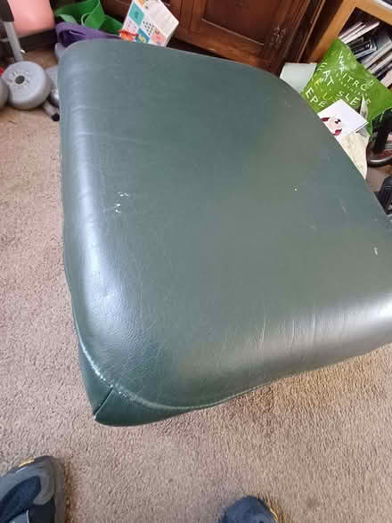 Photo of free Green Faux Leather & Solid Wood Footstool / Pouffe (Orgreave S13) #3