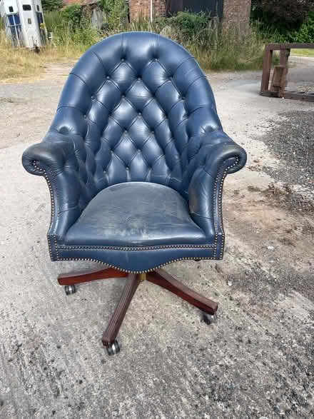 Photo of free Blue leather swivel office chair (Ripon HG4) #1