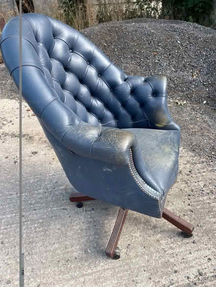 Photo of free Blue leather swivel office chair (Ripon HG4) #2