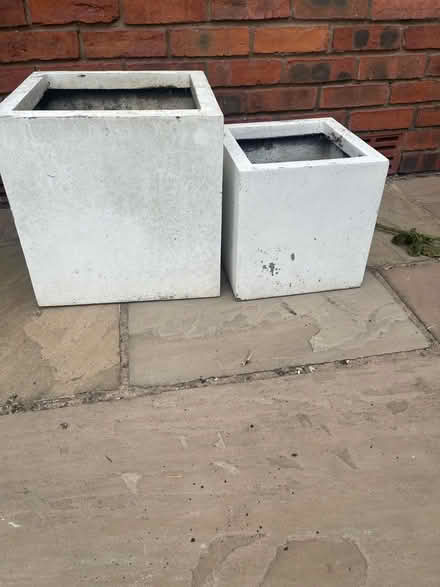 Photo of free 2 white cube outdoor planters (Great Eccleston PR3) #2