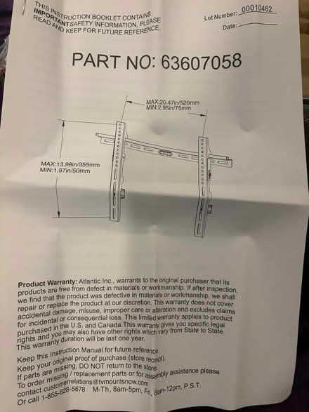 Photo of free TV Wall Brackey (Oakwood Rd/Hospital Dr) #2