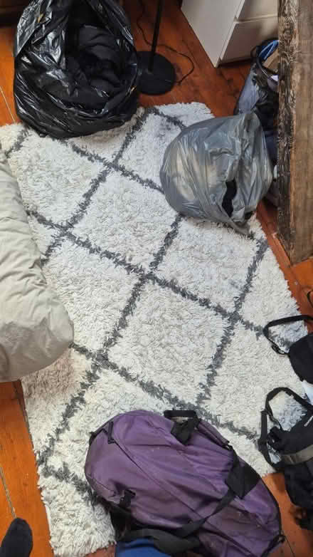 Photo of free white and black checked rug (Bethnal Green E1) #1